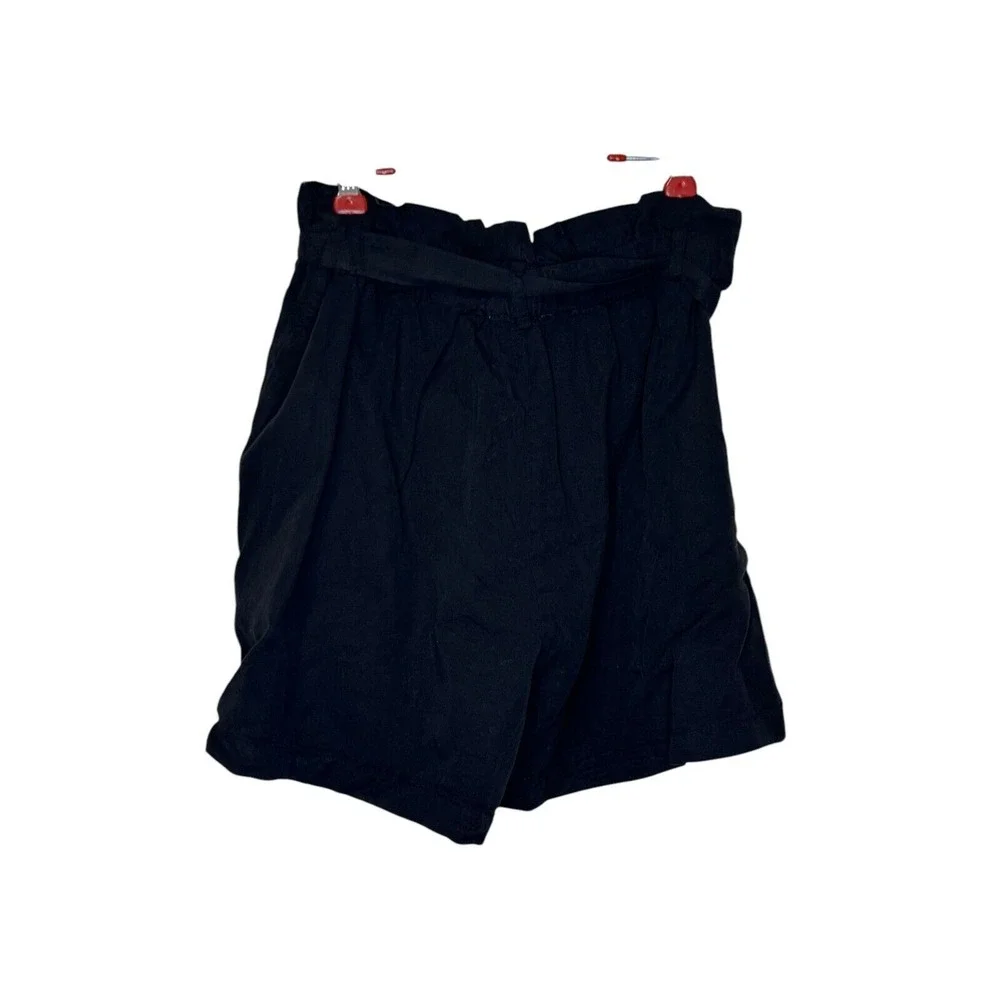Love Tree Women's Shorts 100% Tencel Belted Button Front High Black Medium NWT‎